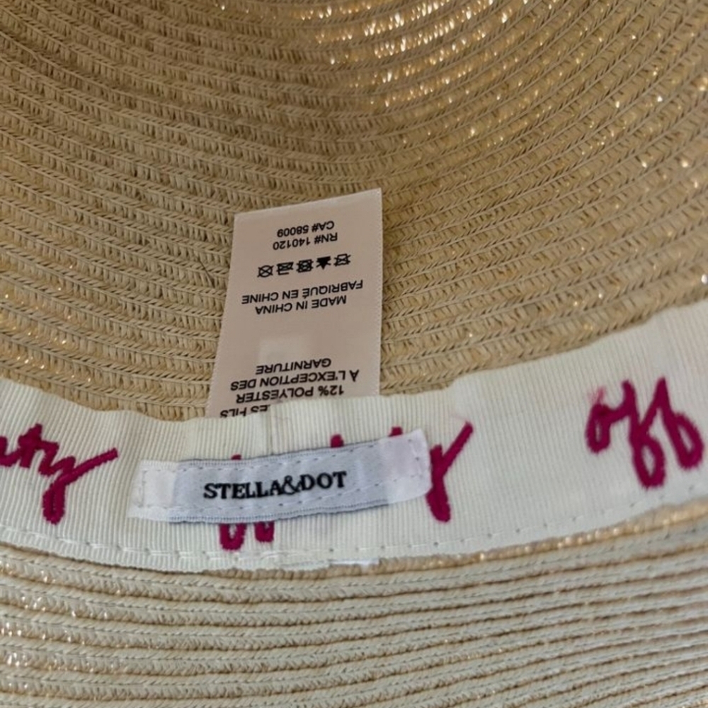 Stella&dot Women's sun hat Fedora 👒 ✨️ Panama Straw Hat - Picture 3 of 5